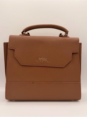 Brand New with tags Trina Turk Tan Top-Handle Satchel with strap. Classic.